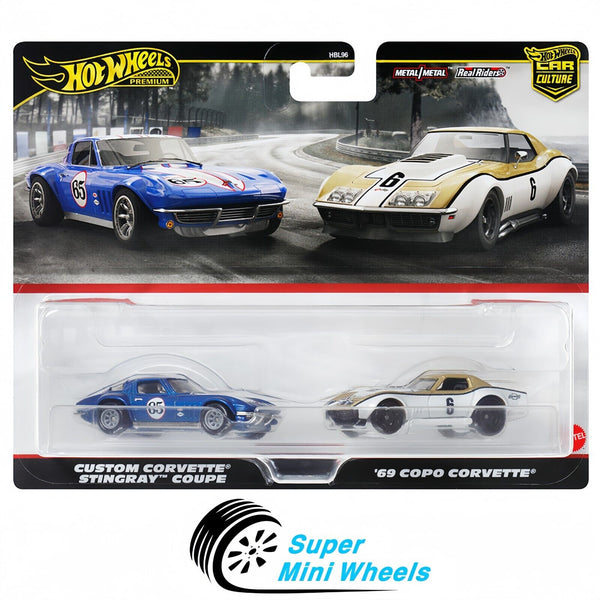 Hot Wheels 1:64 Car Culture 2 Pack Corvette Stingray Coupe & 69 COPO Corvette