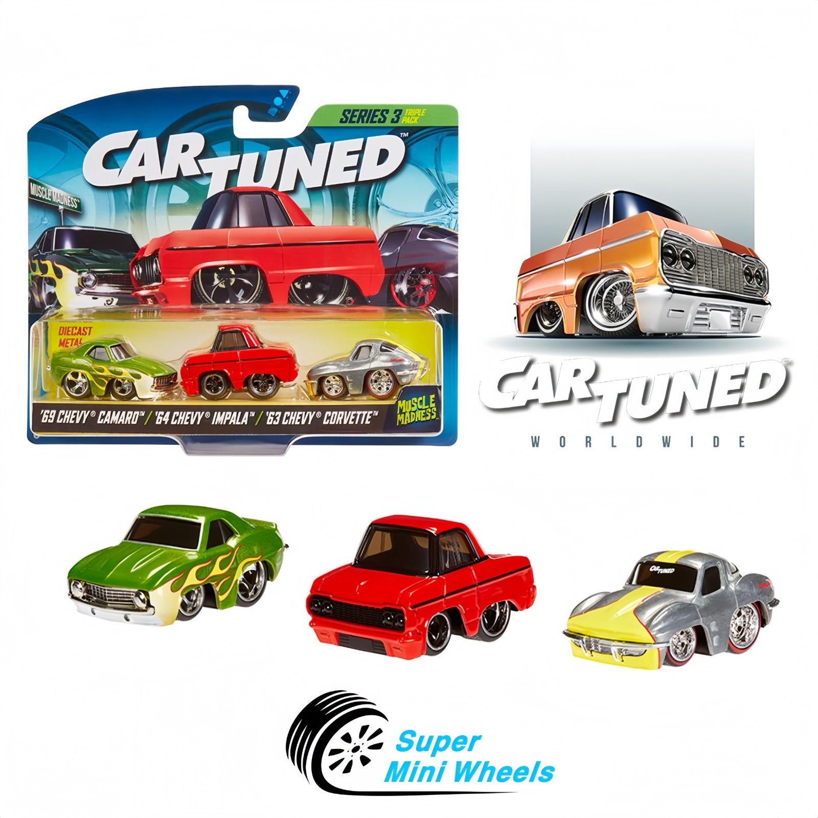 Mini Low Riders CarTuned 1:64 3-Pack Lowriders Series 3 - Chevrolet Camaro & Impala ...