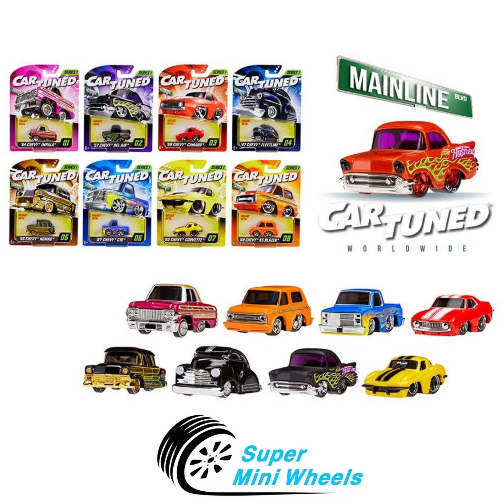 2025 CarTuned 1:64 Series 6 Mainline 8-Car Set – 592631-XX5, Includes Toyota Tundra