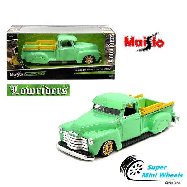 Maisto 1:24 1950 Chevrolet 3100 Pickup Truck Lowrider – Light Green – Lowriders