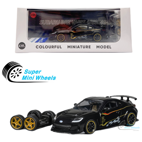 CM-Model 1:64 Subaru BRZ Varis Arising (Black) with extra wheels