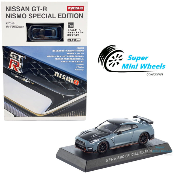 Kyosho 1:64 Mini Car & Book #10 Nissan GT-R Nismo R35 Grey Limited Edition