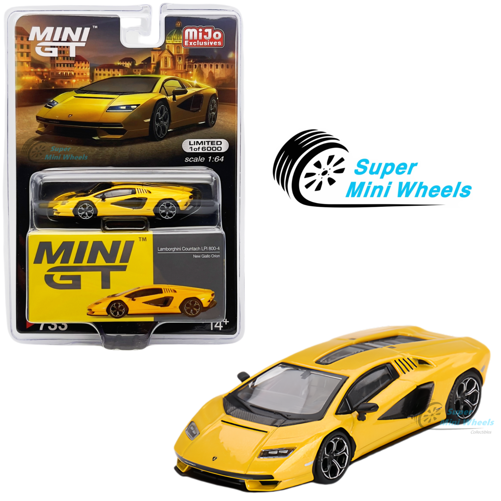 Mini GT 1:64 Lamborghini Countach LPI 800-4 New Giallo Orion #733 ...