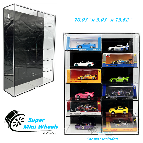 Showcase 1:64 12 Cars Display Case Wall Mount With Cover 10.03″ x 3.03″ x 13.62″