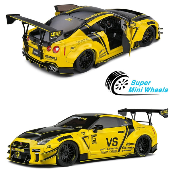 Solido 1:18 2020 Nissan GT-R (R35) with Liberty Walk Body Kit 2.0 – Yellow