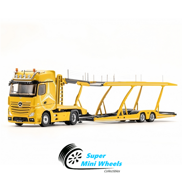 GCD 1:64 Mercedes-Benz Actros Auto Transporter – Yellow - Diecas Model