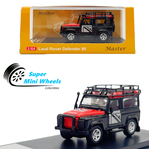 Master 1:64 Land Rover Defender 90 (Black & Red) with Accessories