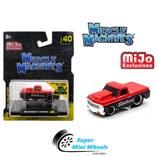 Muscle Machines 1:64 1972 Chevrolet C-10 Pick Up Edelbrock Red with Black