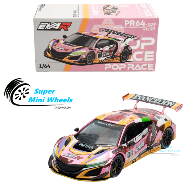 Pop Race 1:64 HONDA NSX GT3 EVO22 EVA RT PRODUCTION TYPE-08 Chrome Pink PR64-109