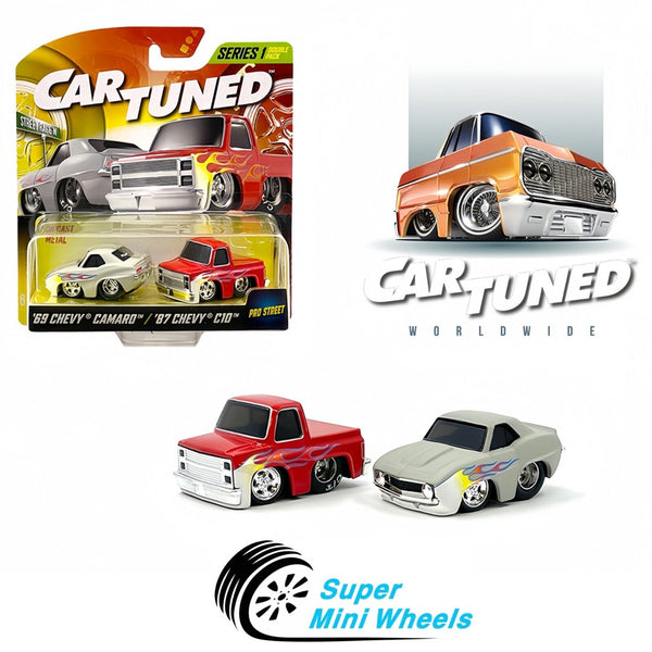 Car Tuned 1:64 2-Pack 1969 Chevrolet Camaro and 1987 Chevrolet C10 – Series 1