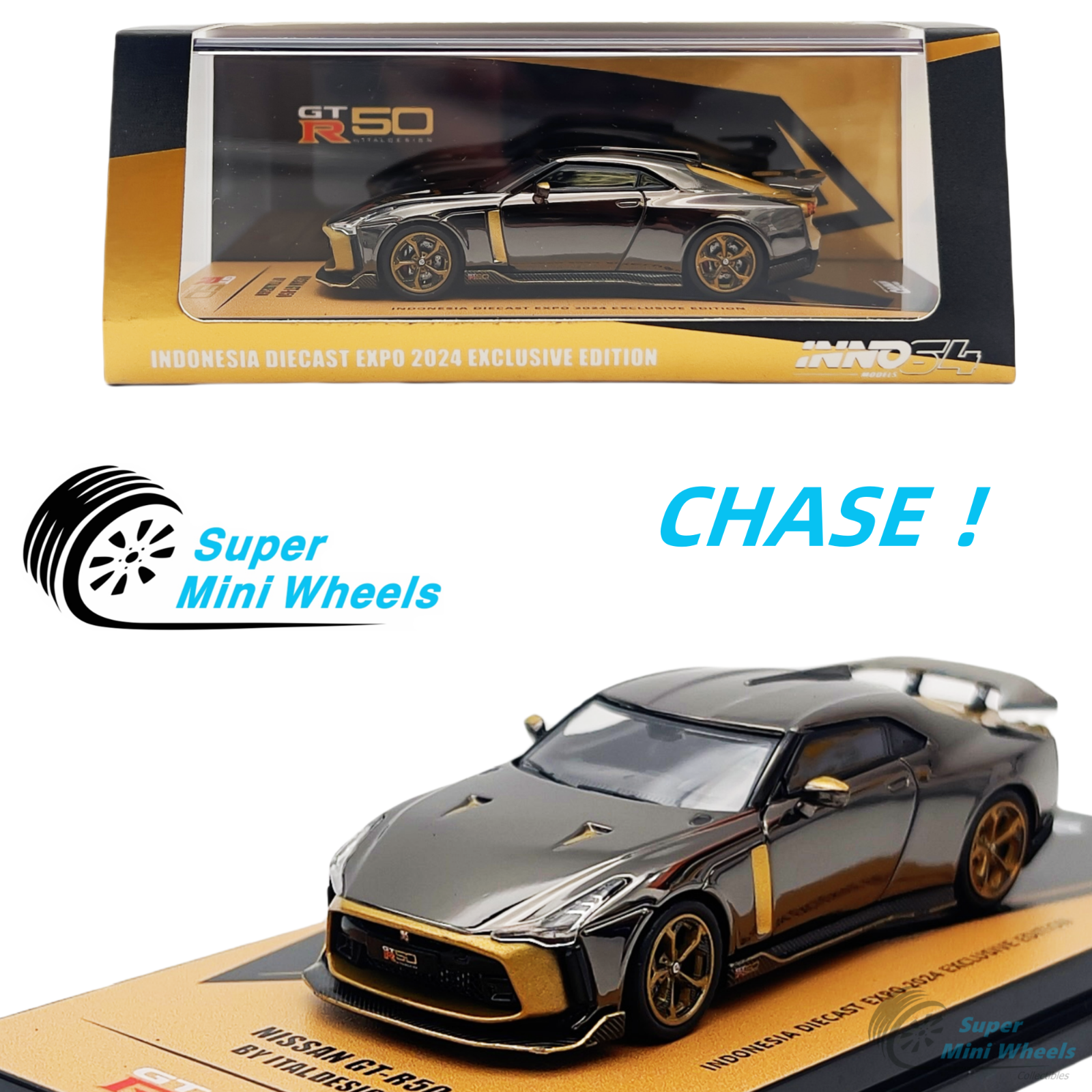 CHASE ! INNO64 1:64 Nissan GT-R50 By Italdesign Silver - 2024 IDE Excl ...