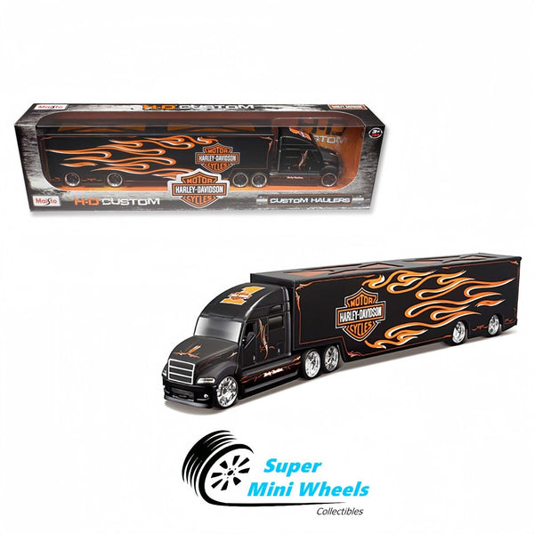 Maisto 1:64 Harley-Davidson Custom Haulers with Flames – H-D Custom 11516BK