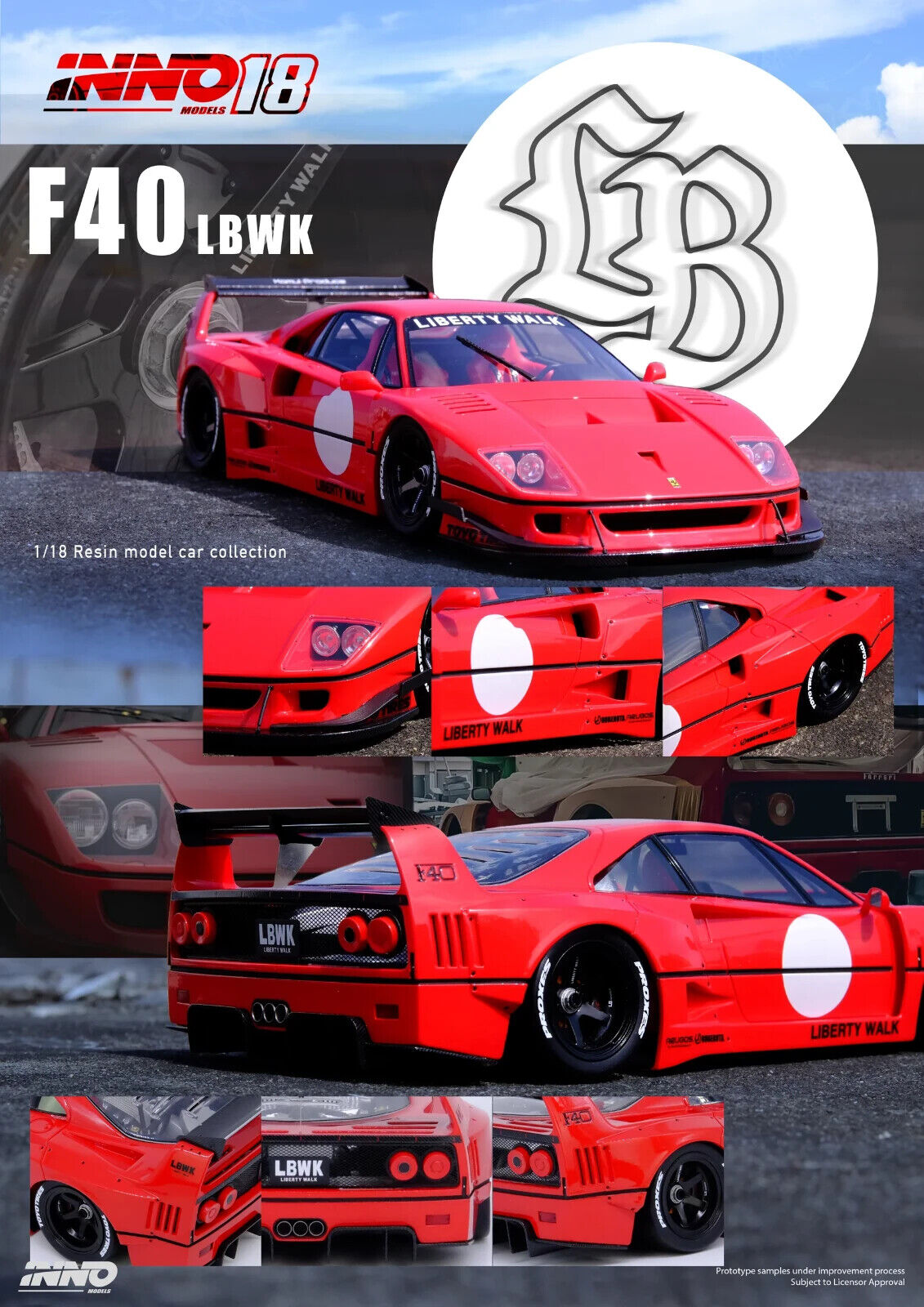 INNO64 1:18 LBWK Ferrari F40 Red - Resin Model – Super Mini Wheels
