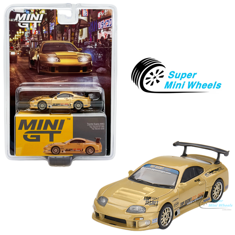 Top Secret Rims Mini GT 1:64 Toyota Supra (A80) Top Secret GT-300 Top Secret Gold #961 ...