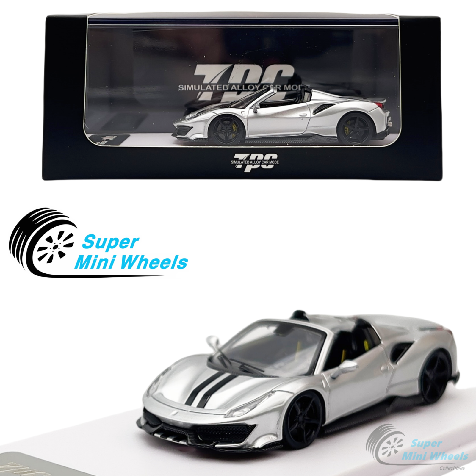 フェラーリ　pista 488 メタリックシルバー　ミニカー 1/43 Ferrari 488 Pista 2018 Silver Model Car W/ Show Case by
