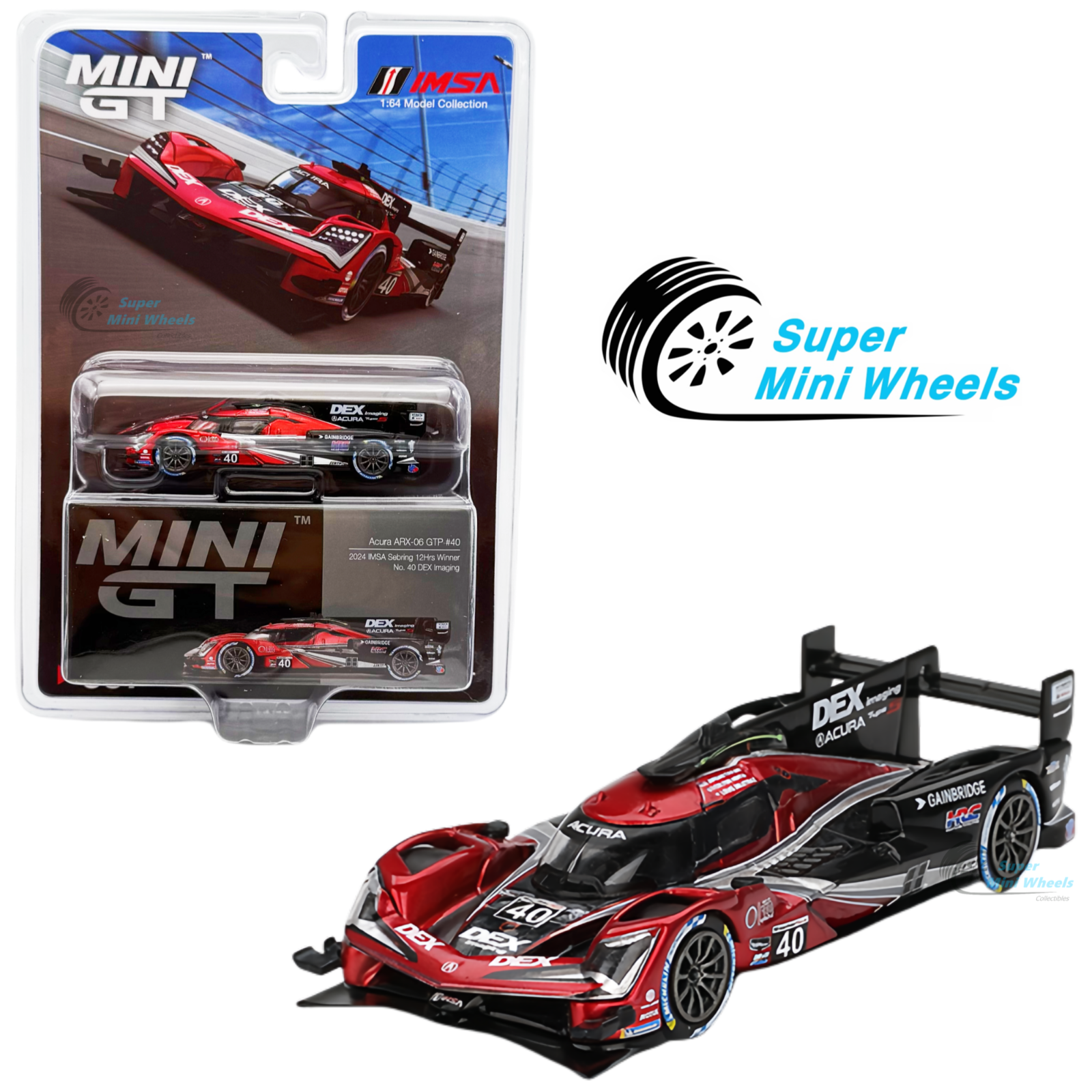 Mini GT 1:64 Acura ARX-06 GTP #40 Wayne Taylor Racing w/ Andretti 2024 ...