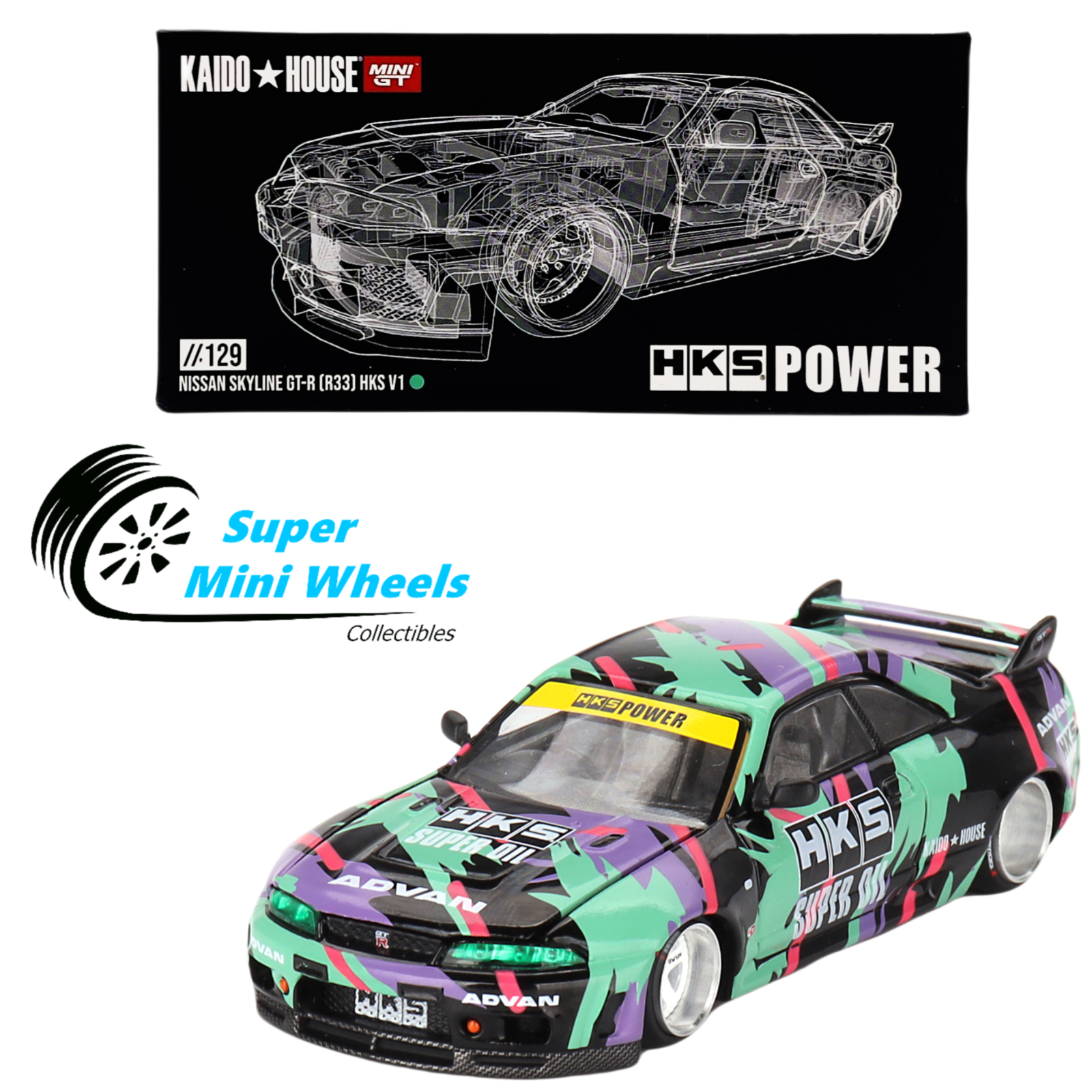 Mini GT x Kaido House 1:64 Nissan GT-R (R33) HKS V1 KHMG129 – Super ...