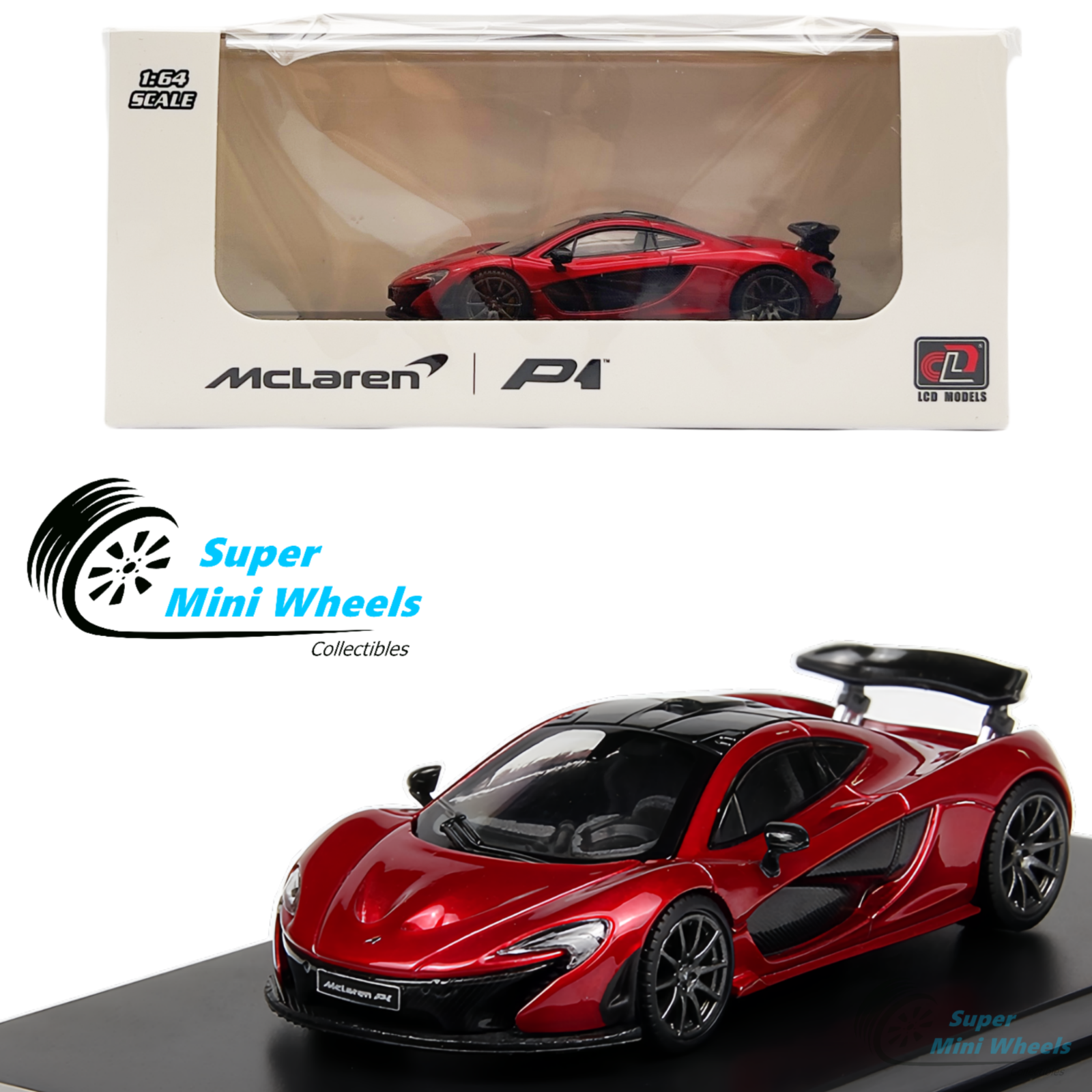 LCD Models 1:64 - McLaren P1 Red - Diecast Model – Super Mini Wheels