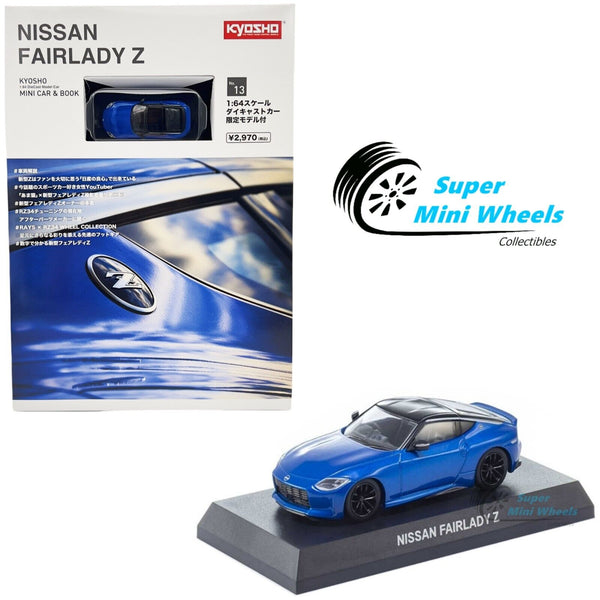 Kyosho 1:64 Mini Car & Book #13 Nissan Fairlady Z Blue Limited Edition