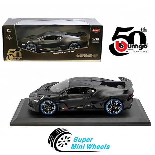 Bburago 1:18 Bugatti Divo – Carbon Series – 50th Anniversary Limited Edition