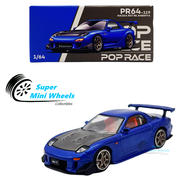 Pop Race 1:64 Mazda RX7 RE Amemiya Blue PR64-119