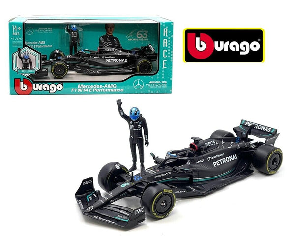 Bburago 1:24 F1 Mercedes-AMG W14 E Performance #63 George Russell with Figure