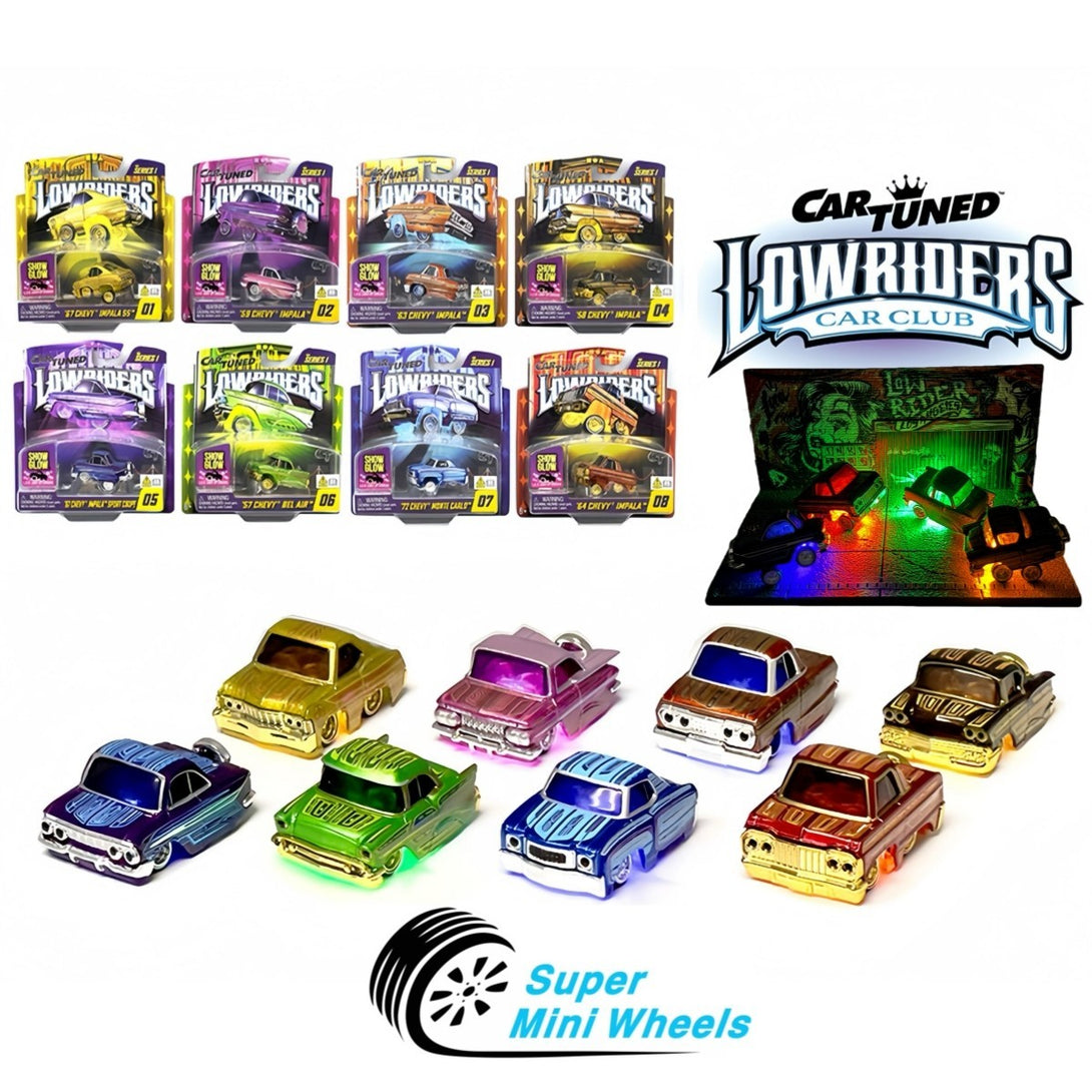Mini Low Riders Car Tuned 1:64 Lowriders SHOW GLOW Series 1 Set 8 Pcs LED Light Factor ...