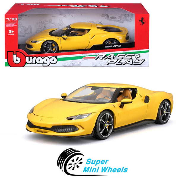 Bburago 1:18 Ferrari 296 GTB (Yellow) – Ferrari Race & Play