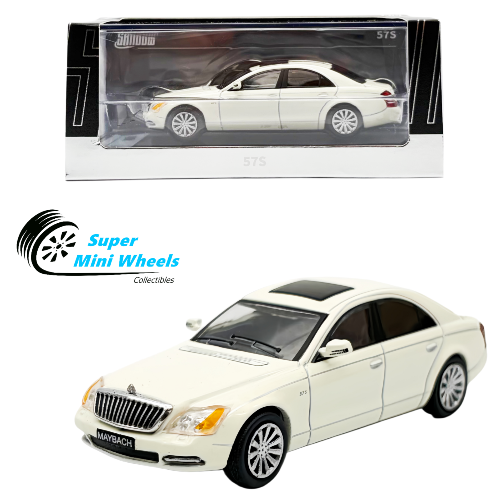 Shadow 1:64 Mercedes Maybach 57S White – Super Mini Wheels