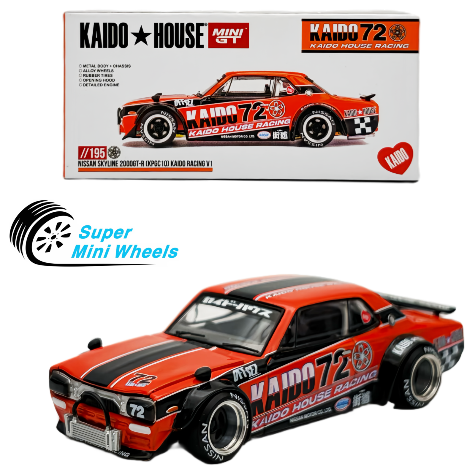 Kaido Racer Rims Mini GT x Kaido House 1:64 Nissan 2000GT-R (KPGC10) Kaido Racing V1 #1 ...