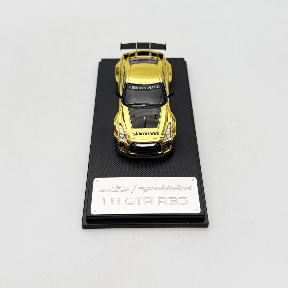 Mymodelcollect 1:64 LBWK Nissan GTR R35 Chrome Gold - Diecast car ...