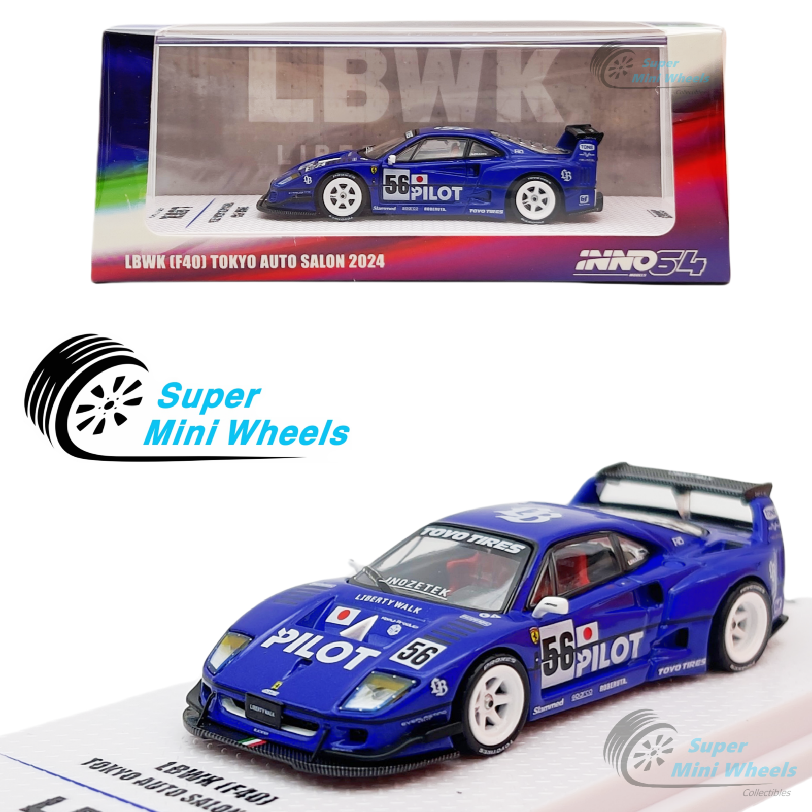 INNO64 1:64 LBWK F40 Tokyo Auto Salon 2024 (Blue) – Super Mini Wheels