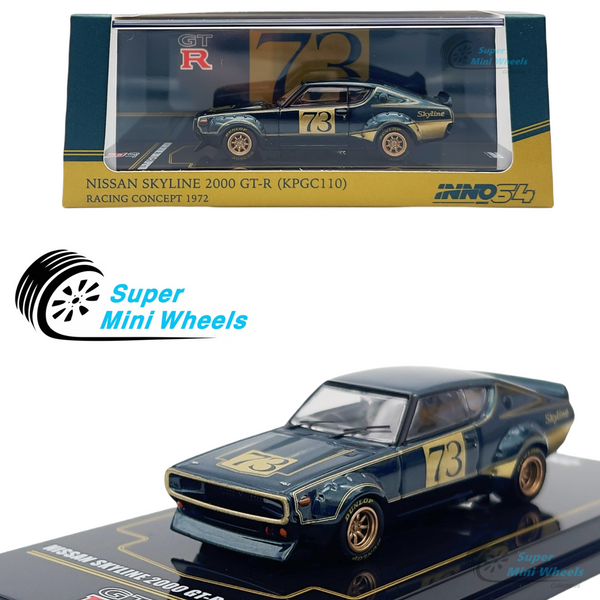 INNO64 1:64 Nissan 2000 GT-R KPGC110 Raching Concept 1972 #73 Green