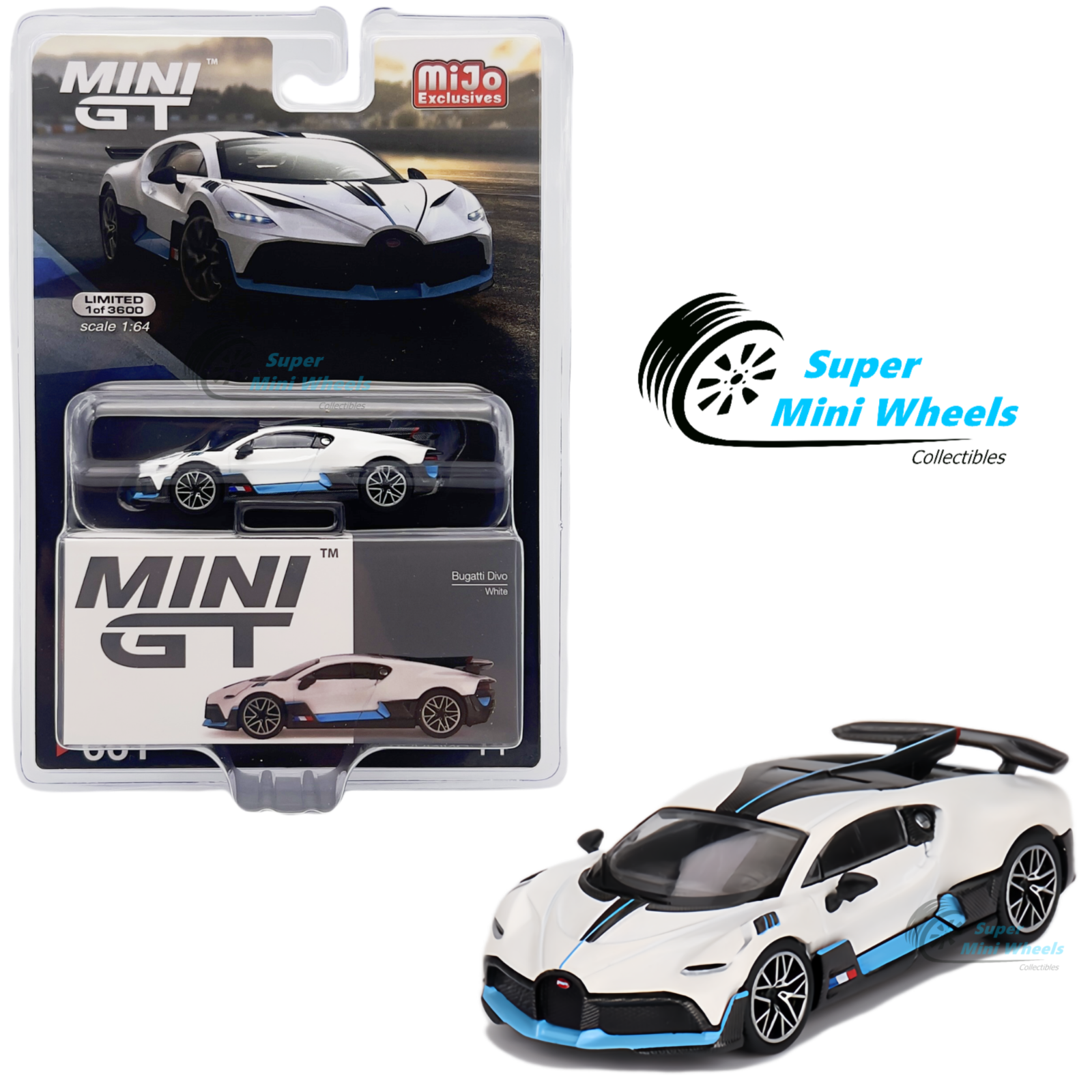 Mini GT 1:64 Bugatti Divo White #661 – Super Mini Wheels