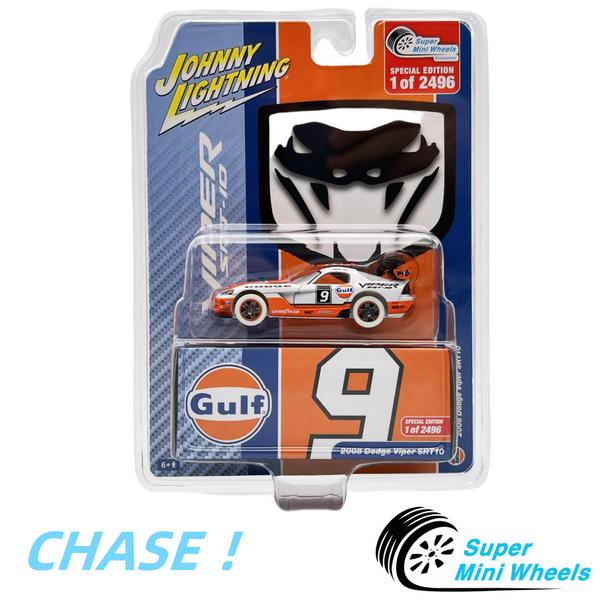 CHASE ! White Lightning ! 1:64 2008 Dodge Viper SRT10 Gulf Super Mini Wheels