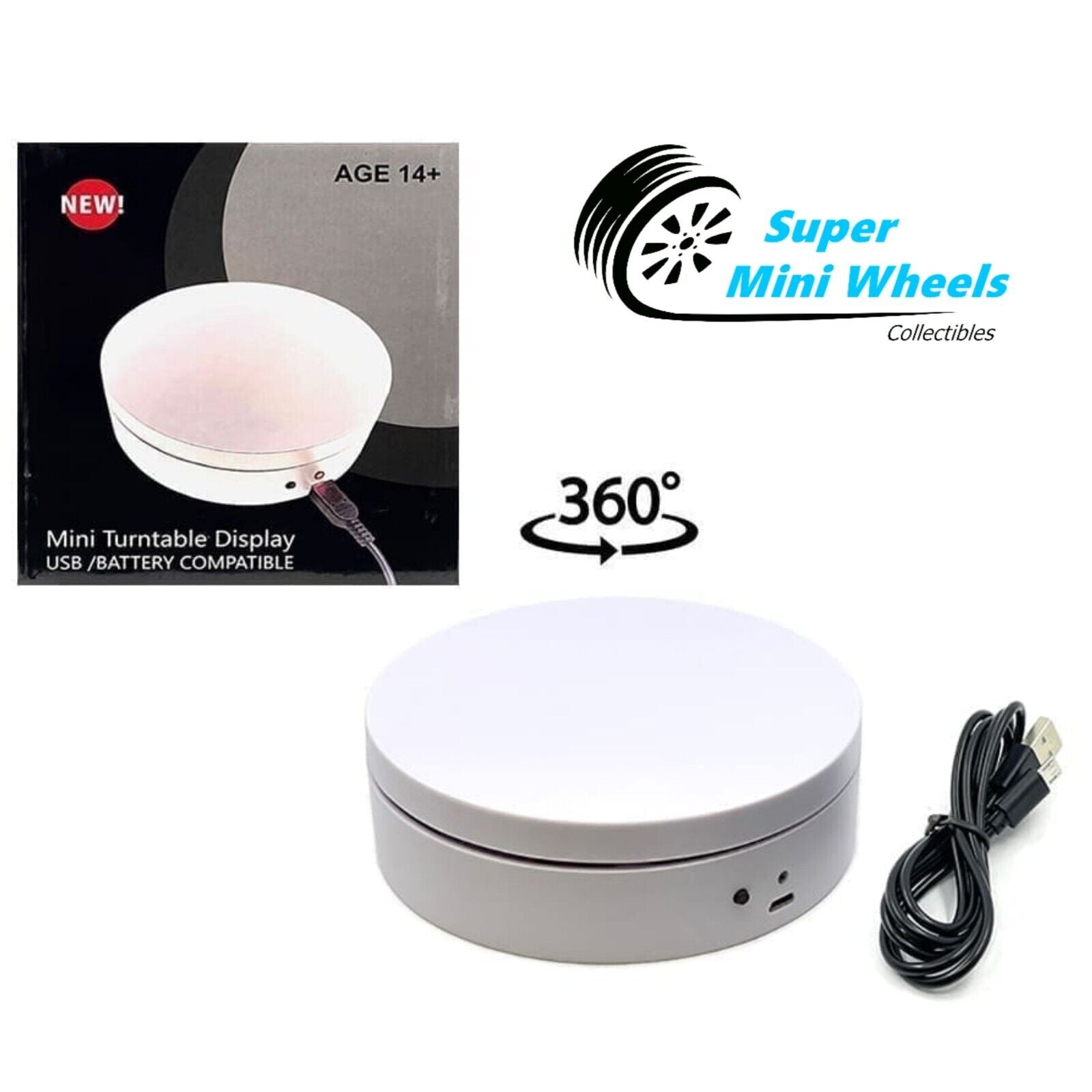 4.75″ Mini Turntable Display 360 Degree Rotating – White – Super Mini ...