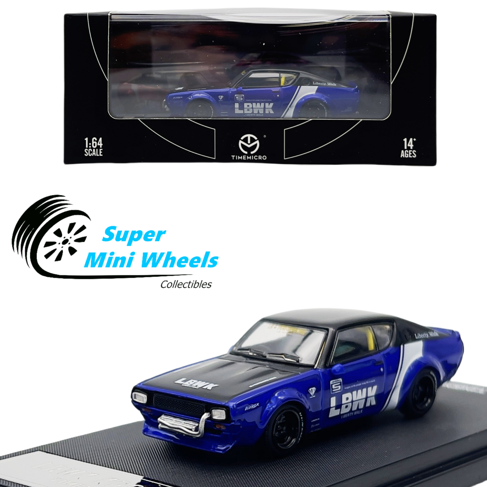 Time Micro 1:64 LBWK KPGC110 Blue - Diecast Model – Super Mini Wheels