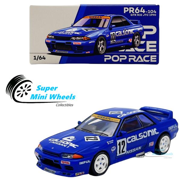 Pop Race 1:64 Nissan GTR R32 JTC #15 1990 Blue PR64-104