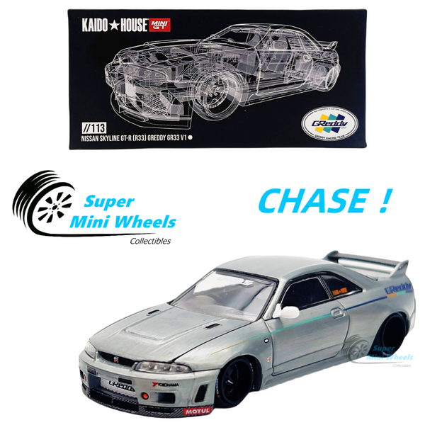 CHASE ！Mini GT x Kaido House 1:64 Nissan GT-R (R33) Greddy GR33 V1 – White