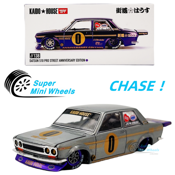 CHASE Mini GT x Kaido House 1:64 Datsun 510 Pro Street Anniversary Chrome Purple