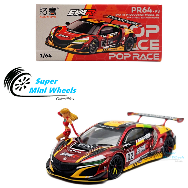 Pop Race 1:64 2024 NSX GT3 Chrome Red w/ Figure EVA RT Production Model HEC 2024