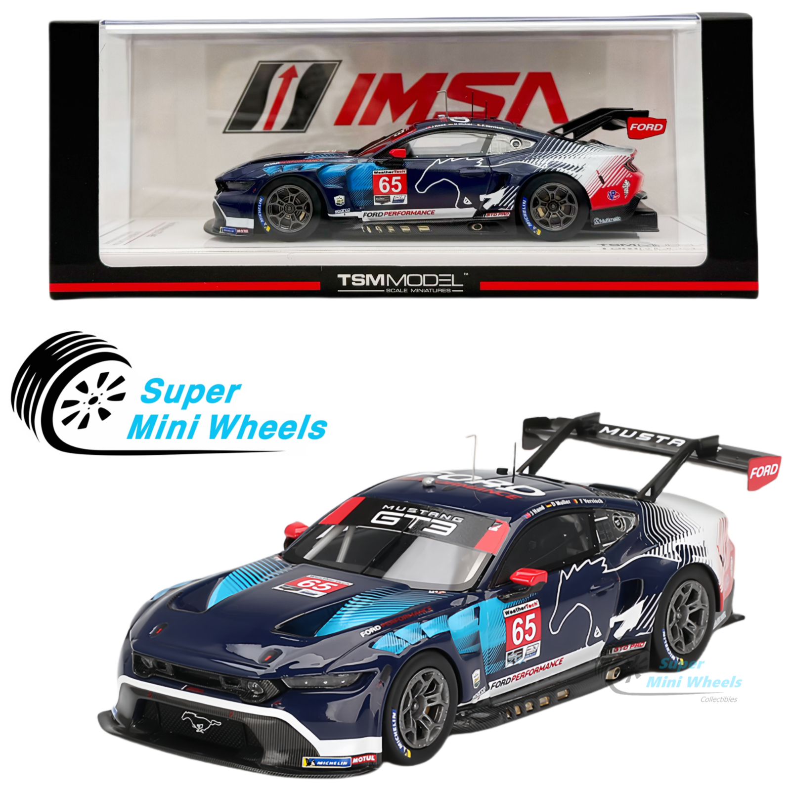 TSM-Model 1:43 Ford Mustang GT3 #65 Ford Multimatic Motorsports 2024 I ...