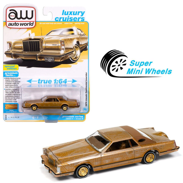 Auto World 1:64 1979 Lincoln Continental Lowrider - Gold Metallic