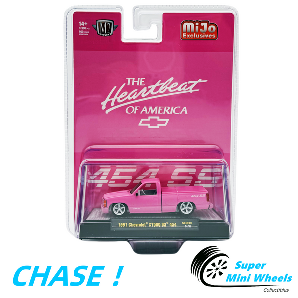 CHASE ! M2 Machines 1:64 1991 Chevrolet C1500 SS 454 Pickup Truck Pink