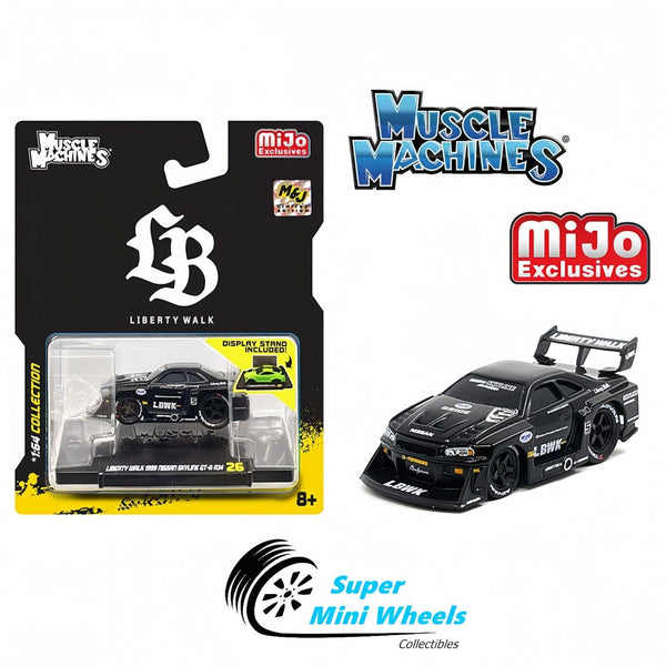 Muscle Machines 1:64 LBWK Nissan GT-R R34 Super Silhouette Skyline #5 Black