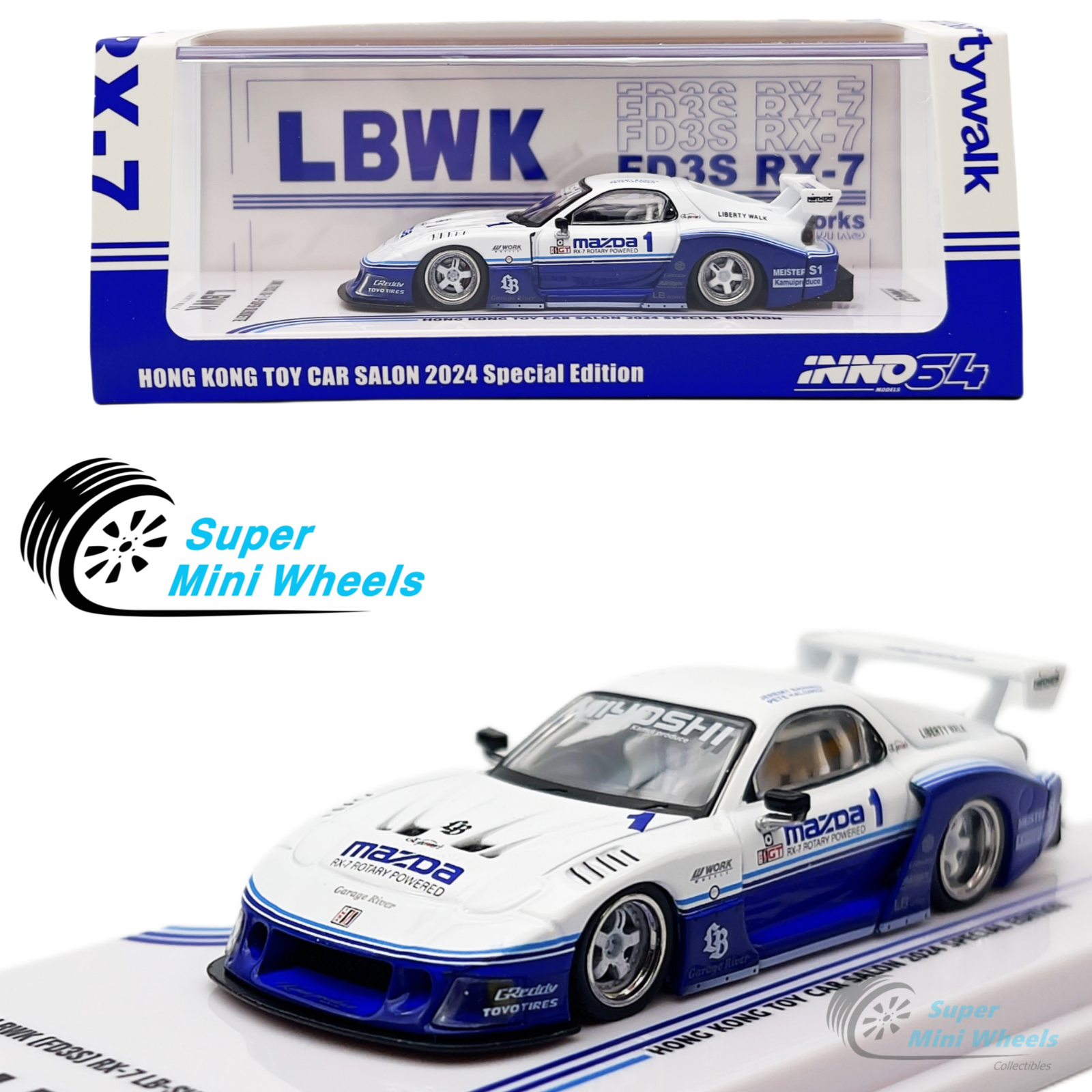 INNO64 1:64 LBWK FD3S RX-7 LB-Super Silhouette White HK Toy Car Salon ...