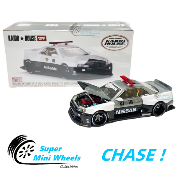 CHASE ！Mini GT x Kaido House 1:64 Nissan GT-R R34 Kaido Works (V2 Aero) KHMG120