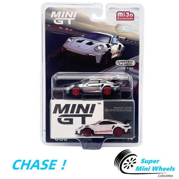 CHASE ! Mini GT 1;64 Porsche 911 (992) GT3 RS White with Pyro Red Accent #630