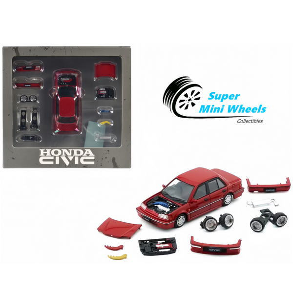 BM Creations 1:64 1991 Honda Civic EF2 (RHD) Red w/Accessory