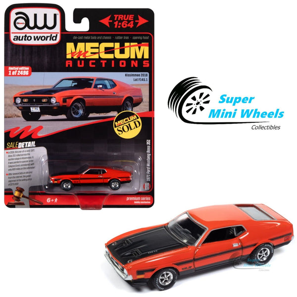 Auto World 1:64 MECUM 1971 Ford Mustang Boss 351 (Calypso Coral)